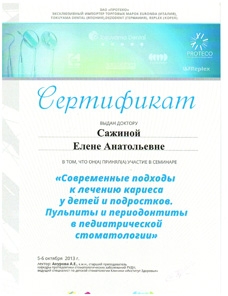 Сертификат обучения 9 Сажина Елена